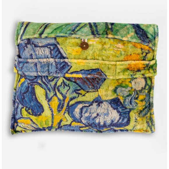 Johnny Was Irisis Travel Blanket Van Gogh Reversible Blue Floral Home Lounge NEW - Picture 5 of 7